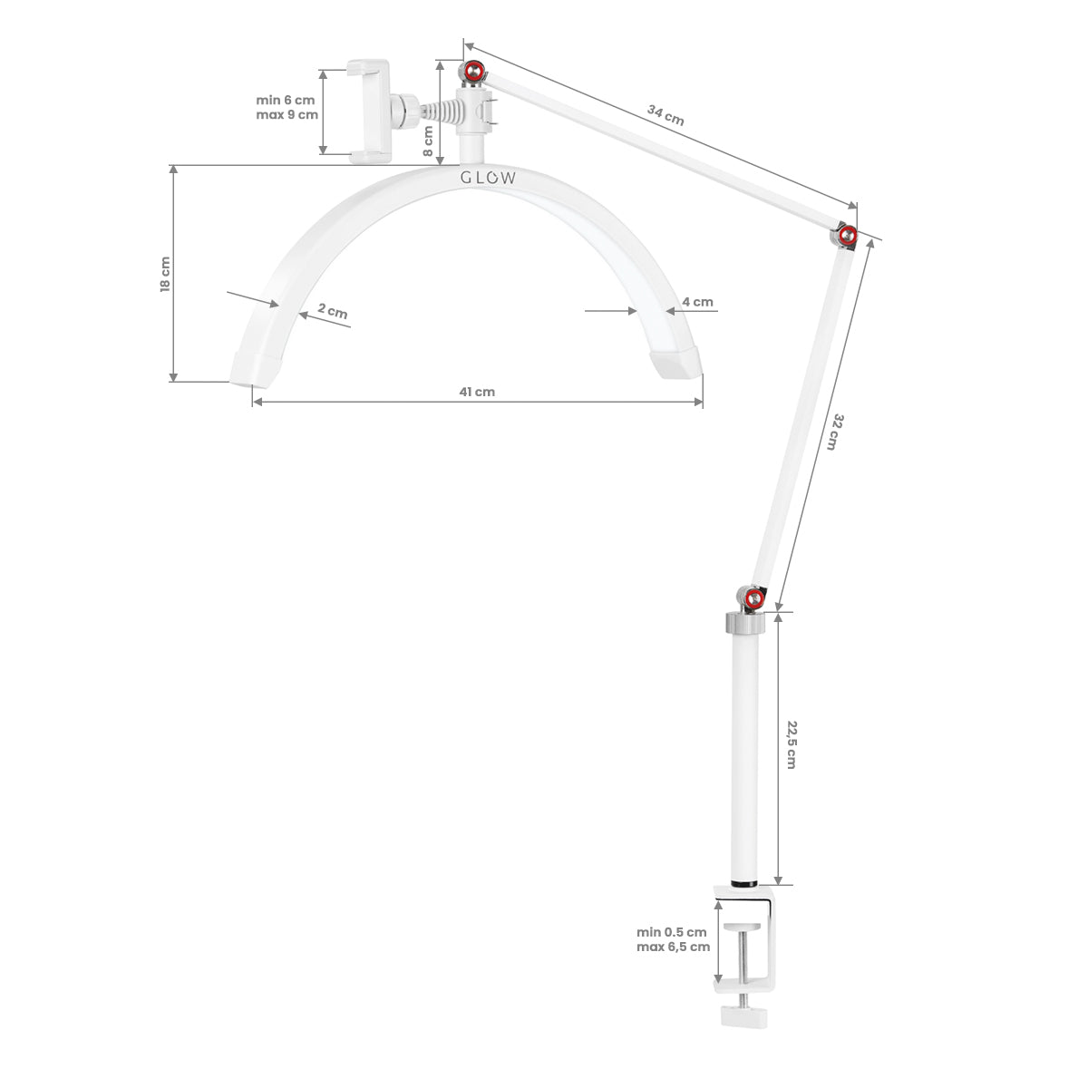 Lampa zabiegowa Glow MX3 do blatu biała 20W